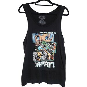 Take Me Back To Japan Anime Graphic Tank Top Keito M Black 100% Cotton Sleeveles